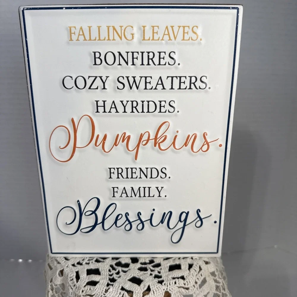 Lot Of 5 Fall Decor, Pumpkin,Truck, Dish, Hanging, Wall Block.